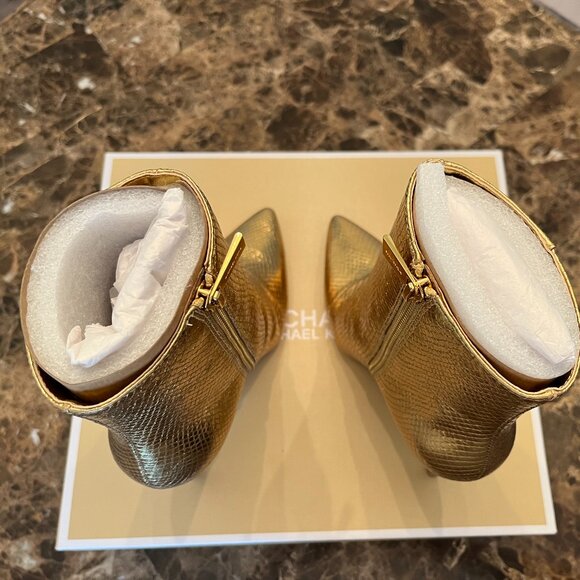 MICHAEL KORS Metallic Snake-Embossed Leather Leona Booties (Size 6) - Picture 5 of 5